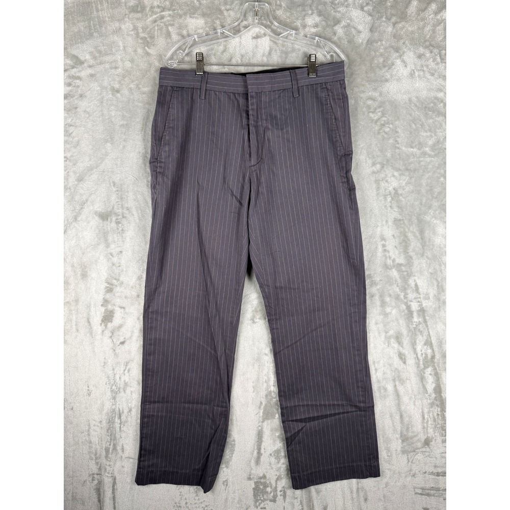 Steve Barrys Mens Pinstripe Dress Pants 33x32 Gray Cotton Polyester Blend